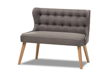 Load image into Gallery viewer, Baxton Studio Melody Mid-Century Modern Grey Fabric and Natural Wood Finishing 2-Seater Settee Bench