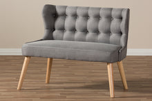 Load image into Gallery viewer, Baxton Studio Melody Mid-Century Modern Grey Fabric and Natural Wood Finishing 2-Seater Settee Bench