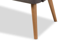 Load image into Gallery viewer, Baxton Studio Melody Mid-Century Modern Grey Fabric and Natural Wood Finishing 3-Seater Settee Bench