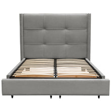 Load image into Gallery viewer, Beverly Eastern King Bed with Integrated Footboard Storage Unit & Accent Wings in Grey Fabric By Diamond Sofa