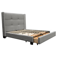 Load image into Gallery viewer, Beverly Eastern King Bed with Integrated Footboard Storage Unit & Accent Wings in Grey Fabric By Diamond Sofa