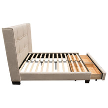 Load image into Gallery viewer, Beverly Eastern King Bed with Integrated Footboard Storage Unit & Accent Wings in Sand Fabric By Diamond Sofa