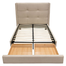 Load image into Gallery viewer, Beverly Eastern King Bed with Integrated Footboard Storage Unit & Accent Wings in Sand Fabric By Diamond Sofa