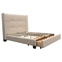 Load image into Gallery viewer, Beverly Queen Bed with Integrated Footboard Storage Unit & Accent Wings in Sand Fabric By Diamond Sofa