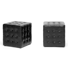 Load image into Gallery viewer, Baxton Studio Siskal Black Modern Cube Ottoman (Set of 2)