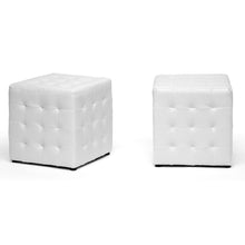 Load image into Gallery viewer, Baxton Studio Siskal White Modern Cube Ottoman (Set of 2)