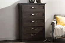 Load image into Gallery viewer, Baxton Studio Colburn Modern and Contemporary 5-Drawer Dark Brown Finish Wood Tallboy Storage Chest