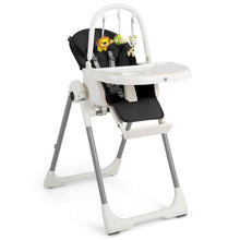 Load image into Gallery viewer, 4-in-1 Foldable Baby High Chair with 7 Adjustable Heights and Free Toys Bar-Black