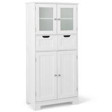 Load image into Gallery viewer, 3 Tier Freee-Standing Bathroom Cabinet with 2 Drawers and Glass Doors-White