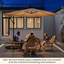 Load image into Gallery viewer, 10 Feet Patio Offset Umbrella with 112 Solar-Powered LED Lights-Beige