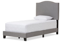 Load image into Gallery viewer, Baxton Studio Benjamin Modern and Contemporary Grey Fabric Upholstered Twin Size Arched Bed with Nail Heads