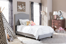 Load image into Gallery viewer, Baxton Studio Benjamin Modern and Contemporary Grey Fabric Upholstered Twin Size Arched Bed with Nail Heads