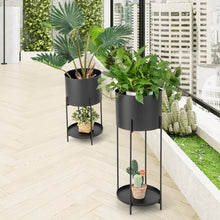 Load image into Gallery viewer, 2 Metal Planter Pot Stands with Drainage Holes-Black