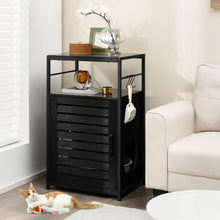 Load image into Gallery viewer, Cat Litter Box Enclosure with Louvered Door and 3-Tier Shelf-Black