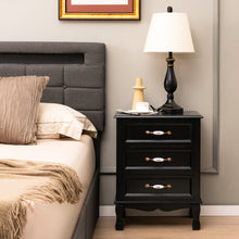 Load image into Gallery viewer, 3 Drawers Nightstand with Solid Wood Legs for Living Room Bedroom-Black