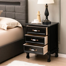 Load image into Gallery viewer, 3 Drawers Nightstand with Solid Wood Legs for Living Room Bedroom-Black