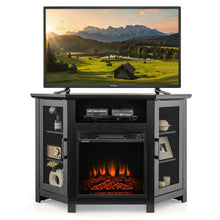 Load image into Gallery viewer, Corner TV Stand with 18 Inch Electric Fireplace for TVs up to 50 Inch-Black