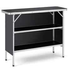 Load image into Gallery viewer, Folding Camping Table with 2-Tier Open Shelves for Outdoor BBQ-Black
