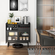 Load image into Gallery viewer, Kitchen Buffet Sideboard with Wine Rack and Sliding Door-Black