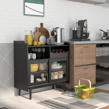 Load image into Gallery viewer, Kitchen Buffet Sideboard with Wine Rack and Sliding Door-Black