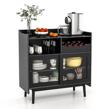 Load image into Gallery viewer, Kitchen Buffet Sideboard with Wine Rack and Sliding Door-Black
