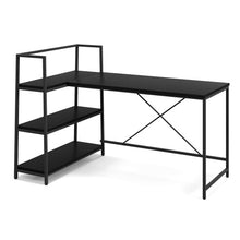 Load image into Gallery viewer, Reversible L Shaped Computer Corner Workstation with 3-Tier Open Shelf-Black