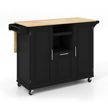 Load image into Gallery viewer, Rolling Kitchen Island Cart with Drop-Leaf Countertop ad Towel Bar-Black