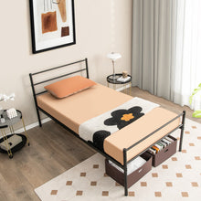 Load image into Gallery viewer, Twin Size Metal Bed Frame Platform with Headboard-Black