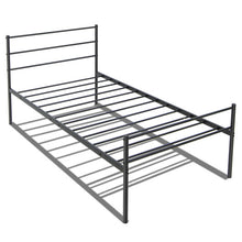 Load image into Gallery viewer, Twin Size Metal Bed Frame Platform with Headboard-Black