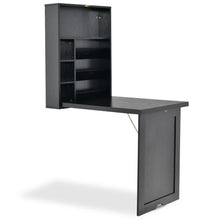 Load image into Gallery viewer, Wall Mounted Fold-Out Convertible Floating Desk Space Saver-Black
