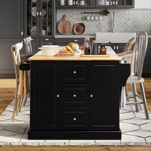 Load image into Gallery viewer, 2-Door Large Mobile Kitchen Island Cart with Hidden Wheelsand 3 Drawers-Black