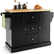 Load image into Gallery viewer, 2-Door Large Mobile Kitchen Island Cart with Hidden Wheelsand 3 Drawers-Black