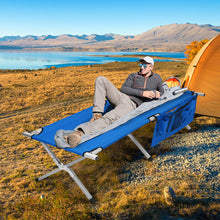 Load image into Gallery viewer, Folding Camping Cot Heavy-duty Camp Bed with Carry Bag-Blue