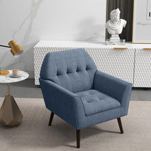 Load image into Gallery viewer, Modern Tufted Fabric Accent Chair with Rubber Wood Legs-Blue