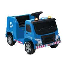 Load image into Gallery viewer, 12V Kids Ride-on Garbage Truck with Warning Lights and 6 Recycling Accessories-Blue