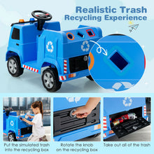 Load image into Gallery viewer, 12V Kids Ride-on Garbage Truck with Warning Lights and 6 Recycling Accessories-Blue