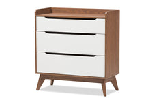 Load image into Gallery viewer, Baxton Studio Brighton Mid-Century Modern White and Walnut Wood 3-Drawer Storage Chest