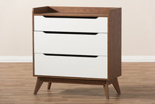 Load image into Gallery viewer, Baxton Studio Brighton Mid-Century Modern White and Walnut Wood 3-Drawer Storage Chest