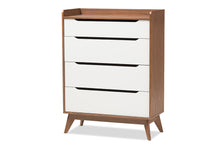 Load image into Gallery viewer, Baxton Studio Brighton Mid-Century Modern White and Walnut Wood 4-Drawer Storage Chest