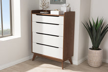 Load image into Gallery viewer, Baxton Studio Brighton Mid-Century Modern White and Walnut Wood 4-Drawer Storage Chest