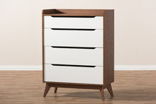 Load image into Gallery viewer, Baxton Studio Brighton Mid-Century Modern White and Walnut Wood 4-Drawer Storage Chest