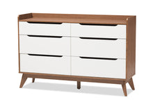 Load image into Gallery viewer, Baxton Studio Brighton Mid-Century Modern White and Walnut Wood 6-Drawer Storage Dresser