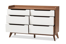 Load image into Gallery viewer, Baxton Studio Brighton Mid-Century Modern White and Walnut Wood 6-Drawer Storage Dresser
