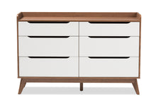 Load image into Gallery viewer, Baxton Studio Brighton Mid-Century Modern White and Walnut Wood 6-Drawer Storage Dresser