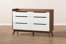 Load image into Gallery viewer, Baxton Studio Brighton Mid-Century Modern White and Walnut Wood 6-Drawer Storage Dresser