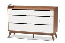 Load image into Gallery viewer, Baxton Studio Brighton Mid-Century Modern White and Walnut Wood 6-Drawer Storage Dresser