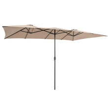 Load image into Gallery viewer, 15 Feet Double-Sized Patio Umbrella with Crank Handle and Vented Tops-Brown