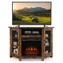 Load image into Gallery viewer, Corner TV Stand with 18 Inch Electric Fireplace for TVs up to 50 Inch-Rustic Brown