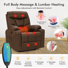 Load image into Gallery viewer, Electric Power Lift Recliner Chair with Vibration Massage and Lumbar Heat-Brown