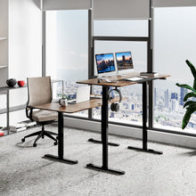 Load image into Gallery viewer, 55 Inch Electric Height Adjustable Office Desk with Hook-Brown